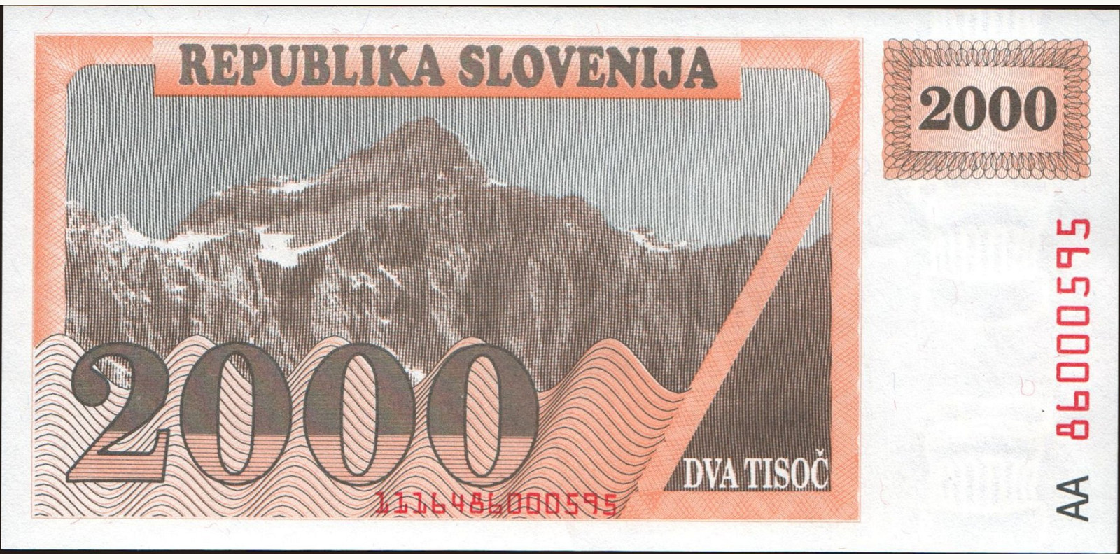 1991 tolarjev Slovenia 2000 — Back side