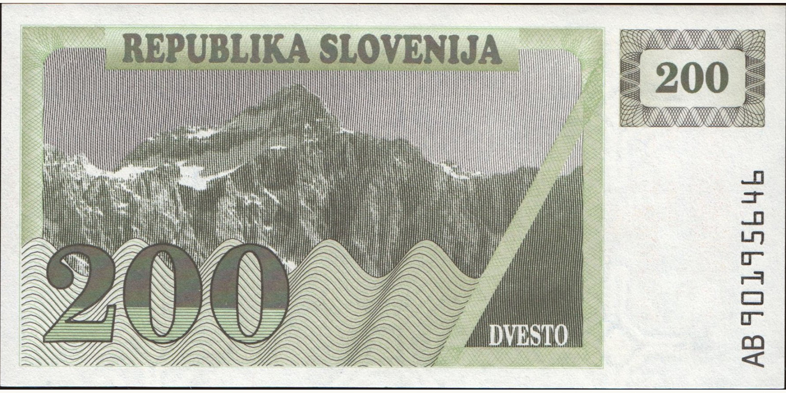 200 tolarjev Slovenia 1990 — Back side