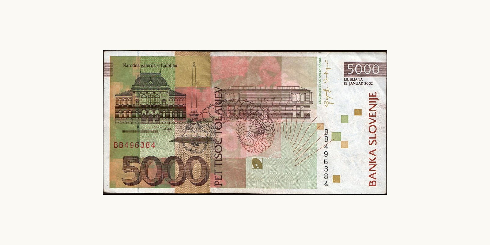 5000 tolarjev Slovenia 2002 — Back side