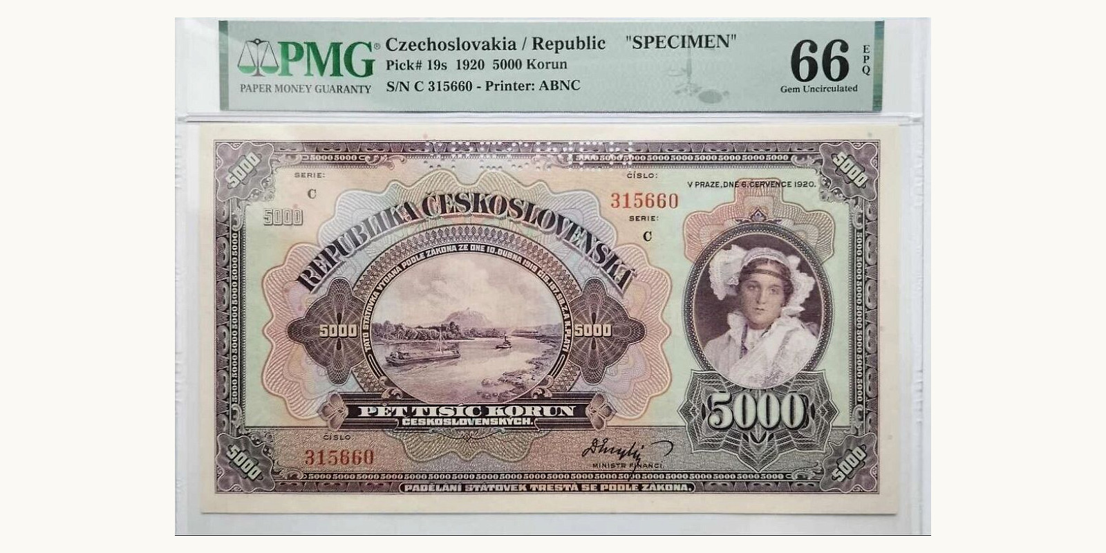 5000 koruna Slovakia 1920 — Front side