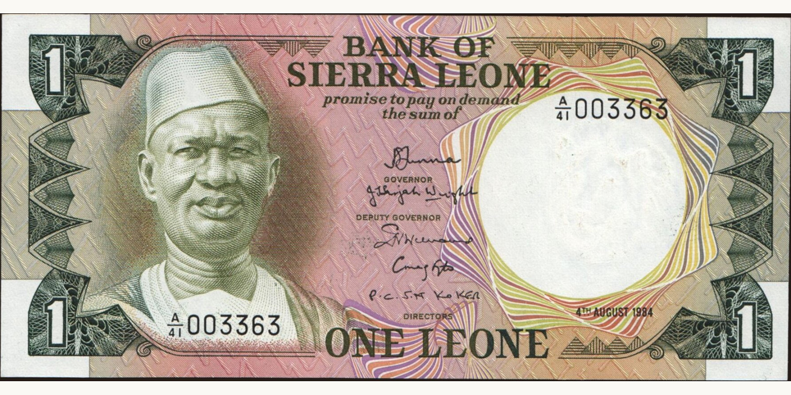 1 leone Сьерра-Леоне 1984 — Лицевая сторона