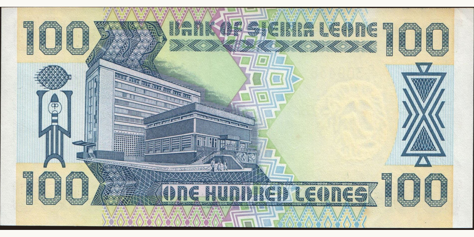 100 leones Сьерра-Леоне 1990 — Оборотная сторона