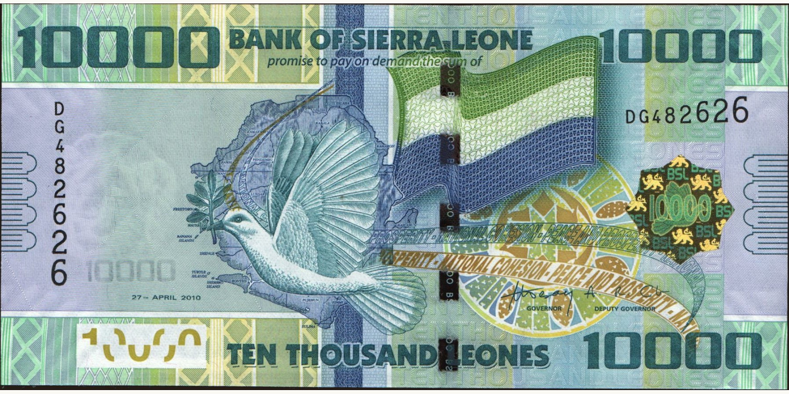 10000 leones Sierra Leone 2010 — Front side