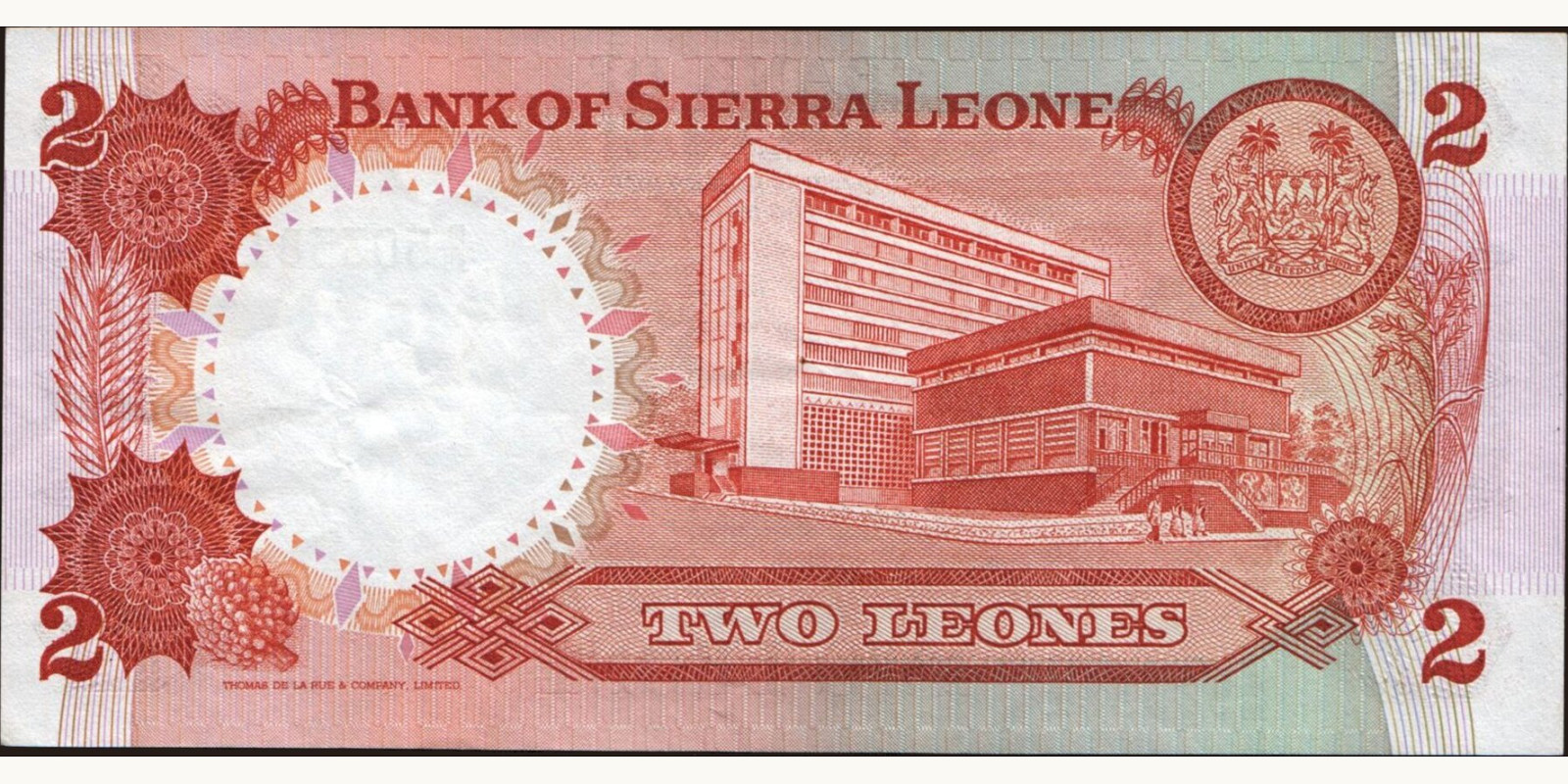 2 leones Sierra Leone 1980 — Back side