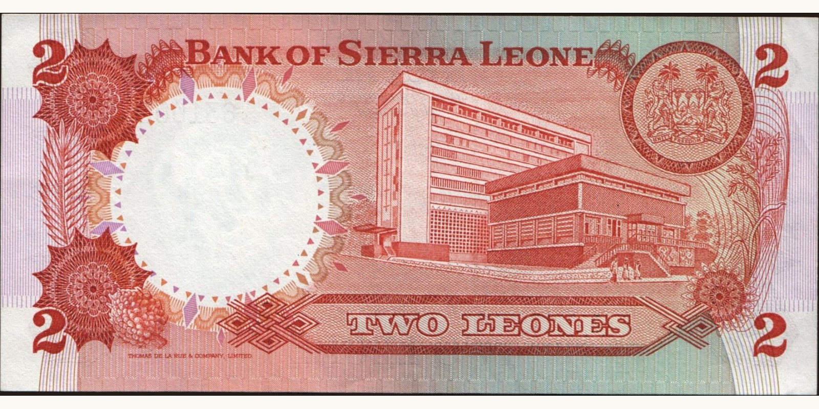 2 leones Sierra Leone 1983 — Back side
