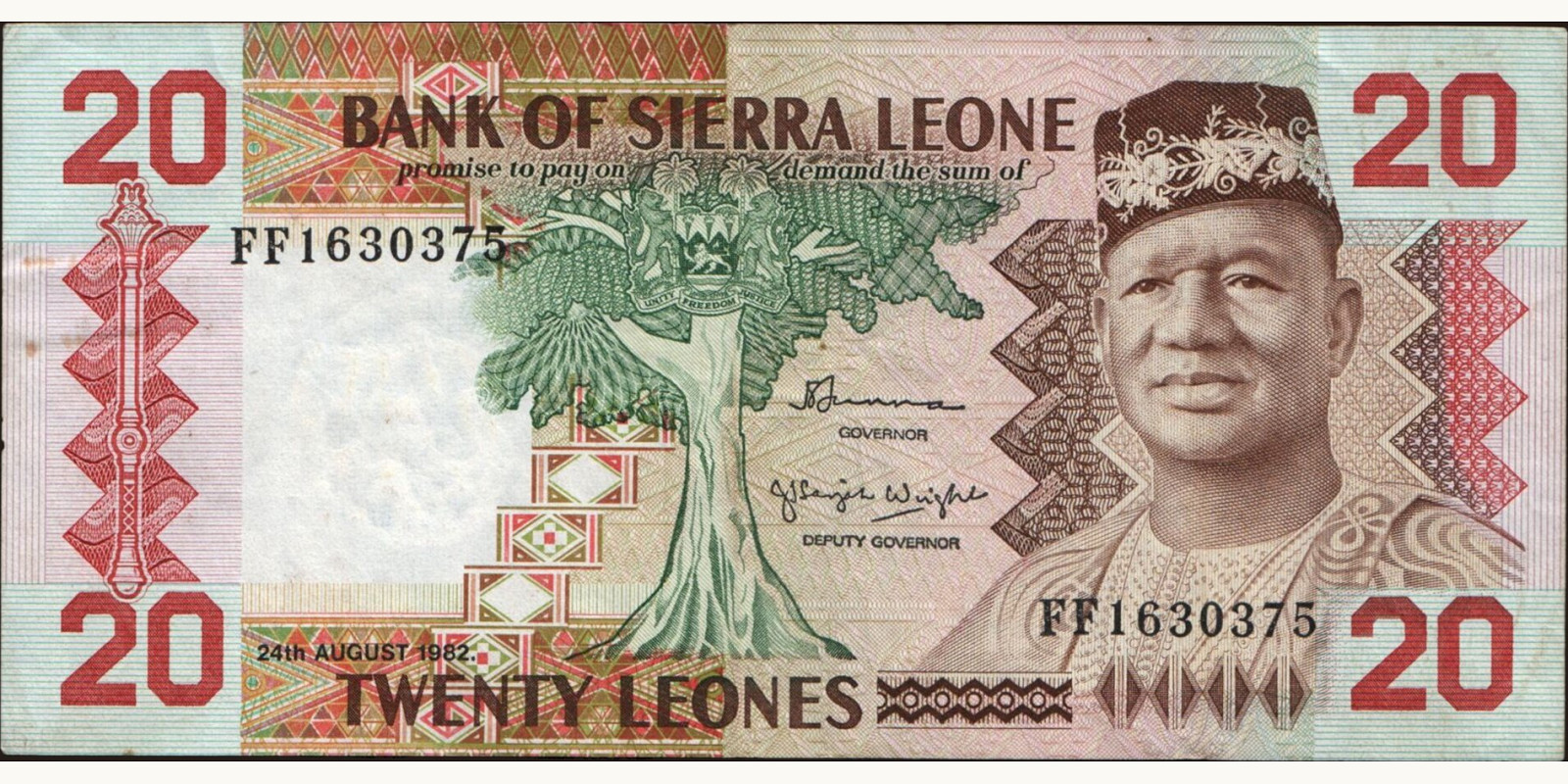 20 leones Sierra Leone 1982 — Front side