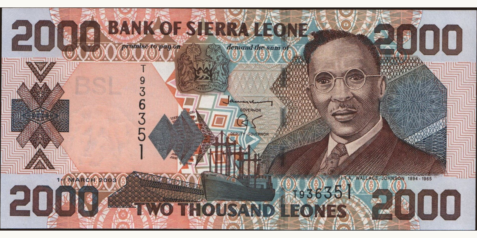 2003 leones Sierra Leone 2000 — Front side