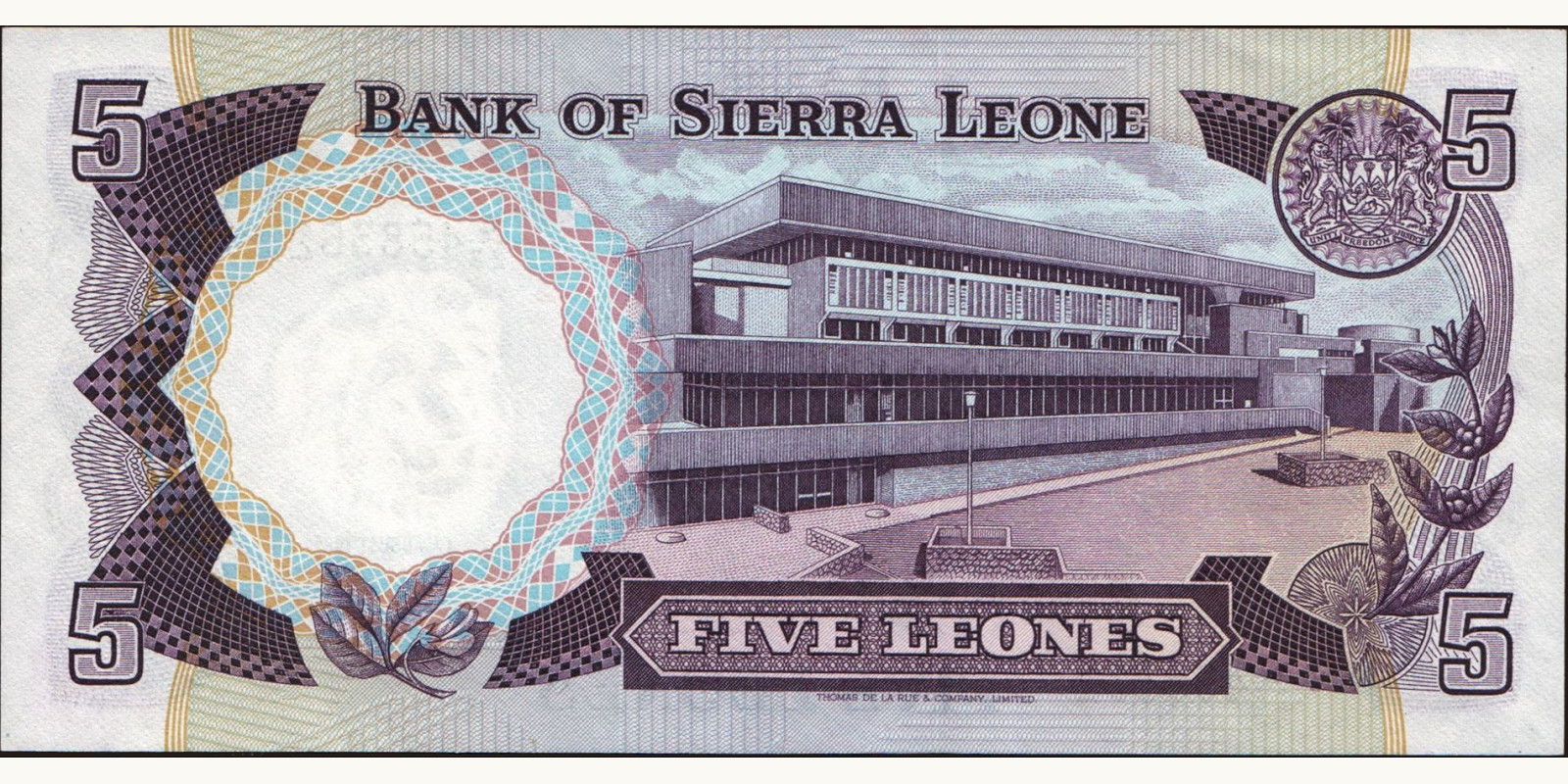 5 leones Сьерра-Леоне 1985 — Оборотная сторона