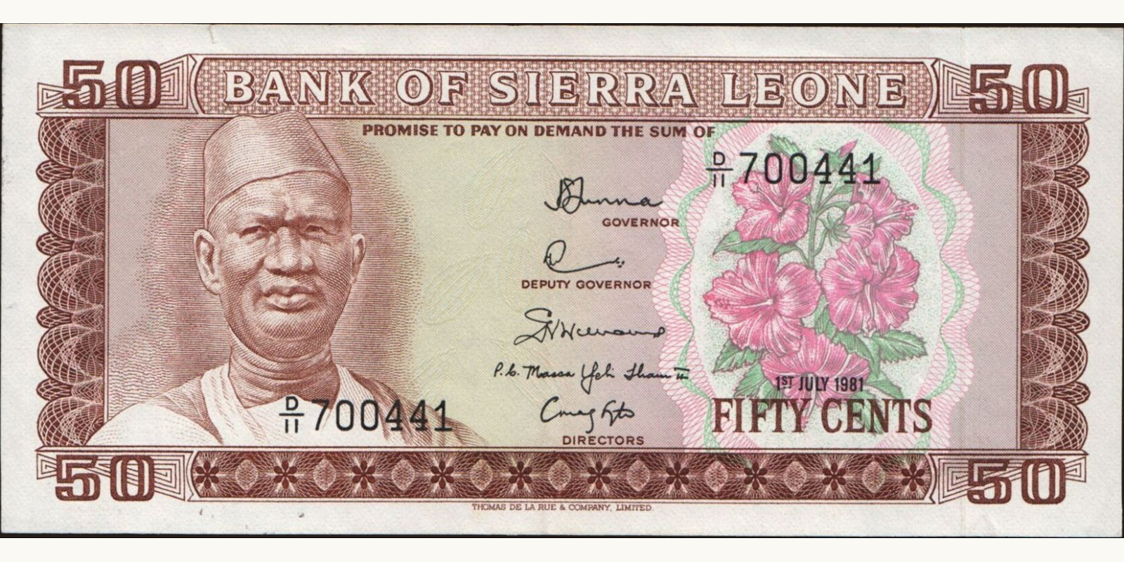 50 cents Sierra Leone 1981 — Front side