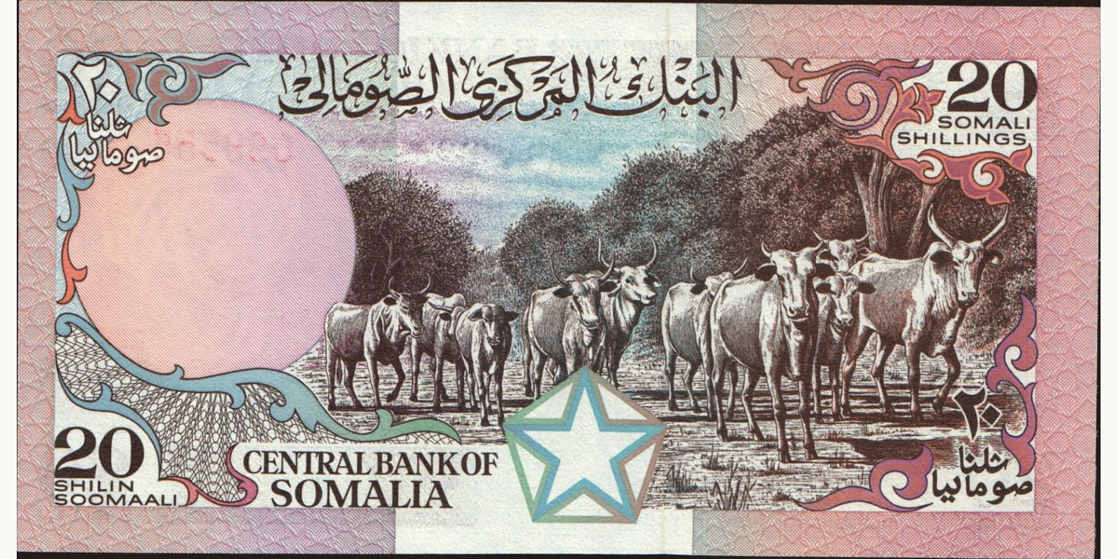 20 shilin Сомали 1986 — Оборотная сторона