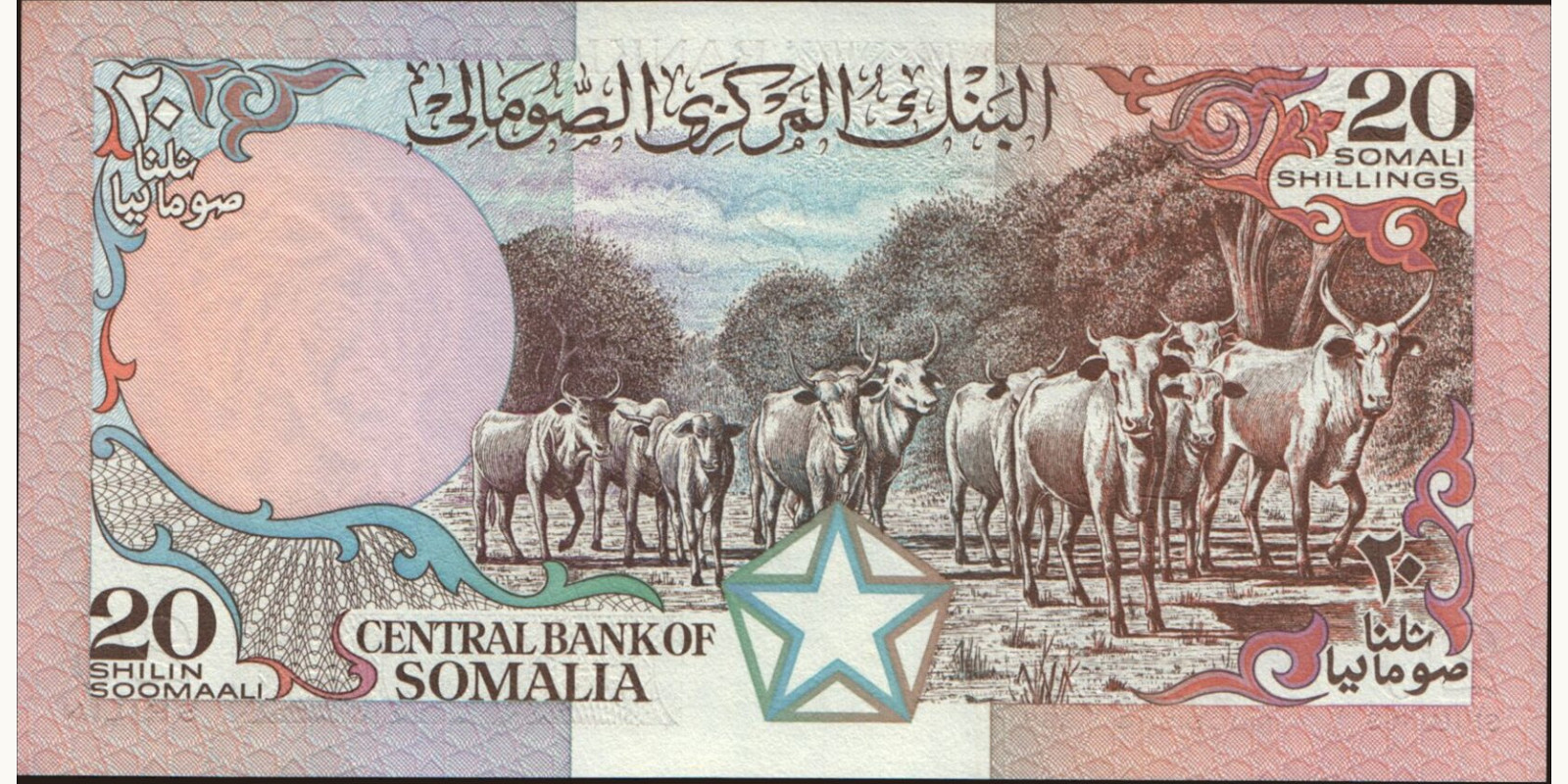 20 shilin Сомали 1989 — Оборотная сторона