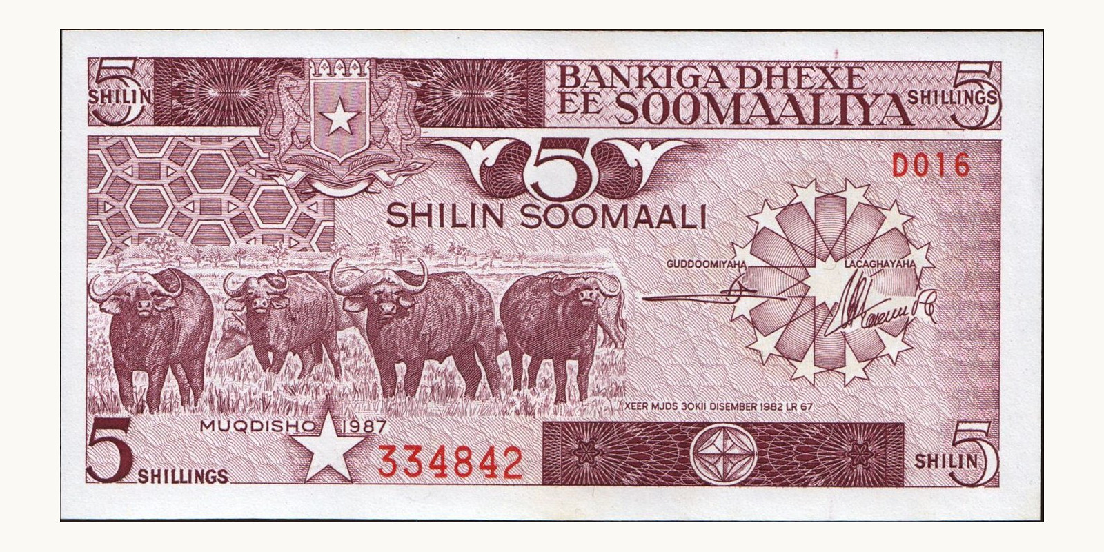 5 shilin Somalia 1987 — Front side