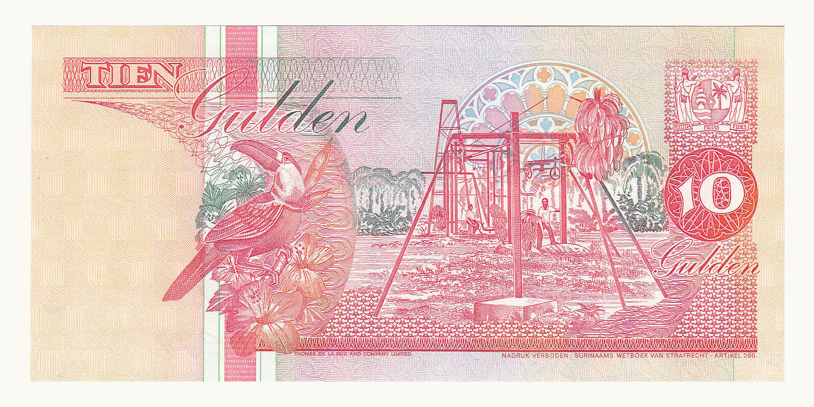 10 gulden Suriname 1996 — Back side