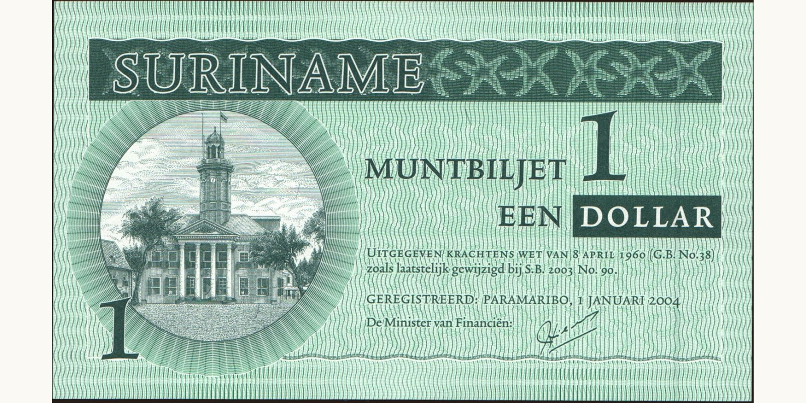 1 dollars Suriname 2004 — Front side