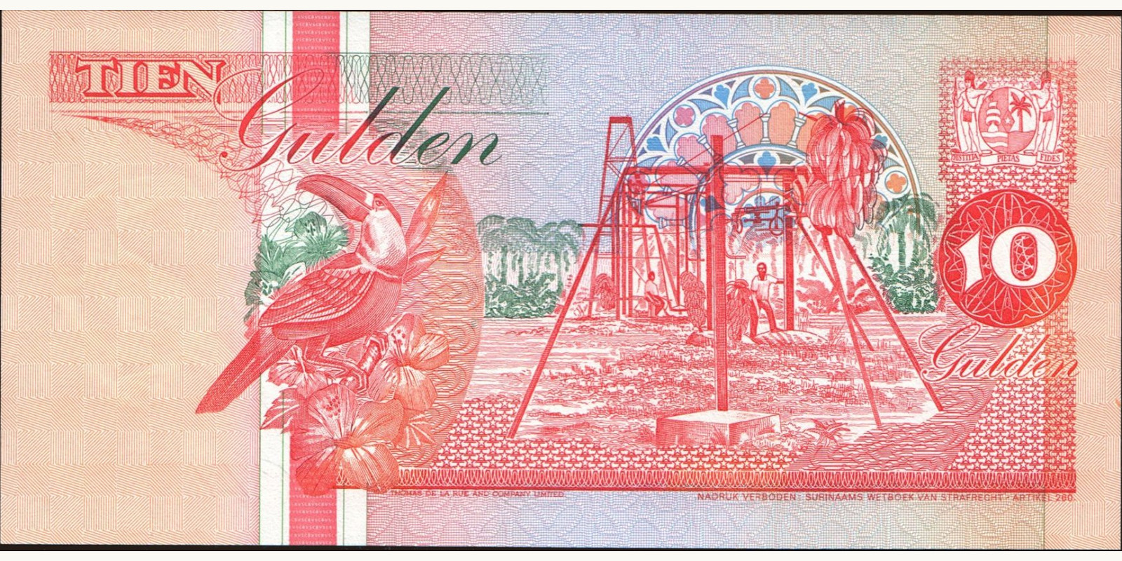 10 gulden Suriname 1991 — Back side