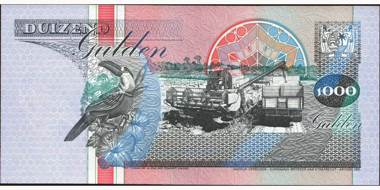 1000 gulden Суринам 1993 — Оборотная сторона