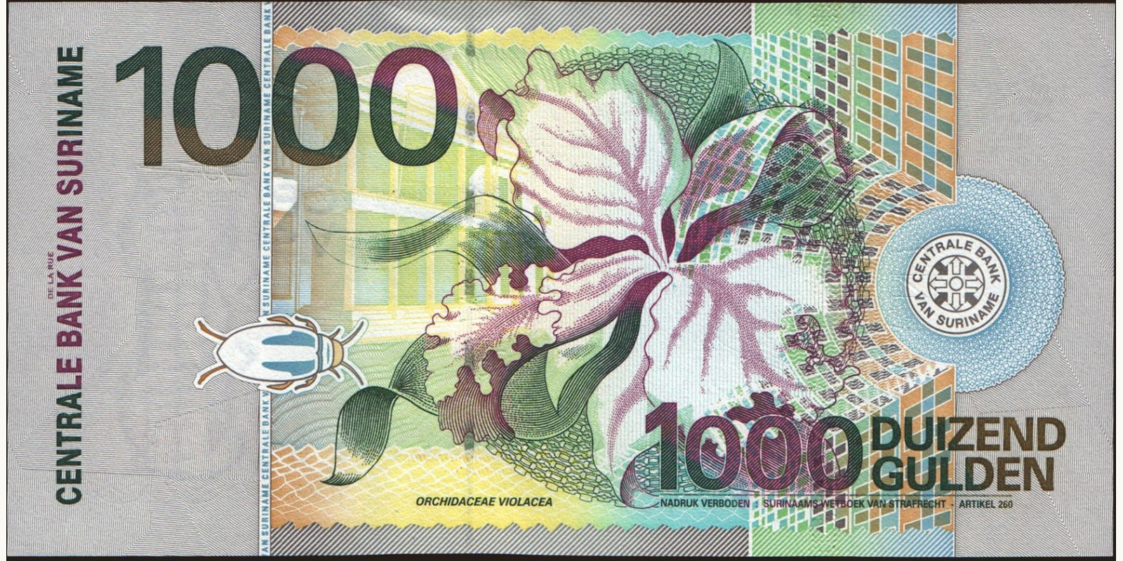 1000 gulden Суринам 2000 — Оборотная сторона