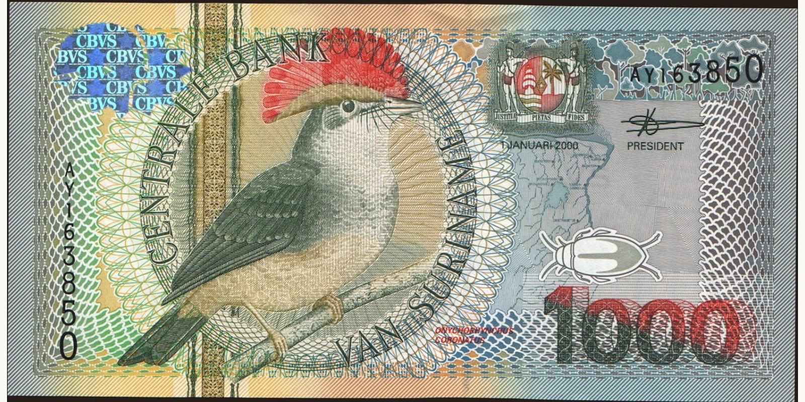 1000 gulden Суринам 2000 — Лицевая сторона