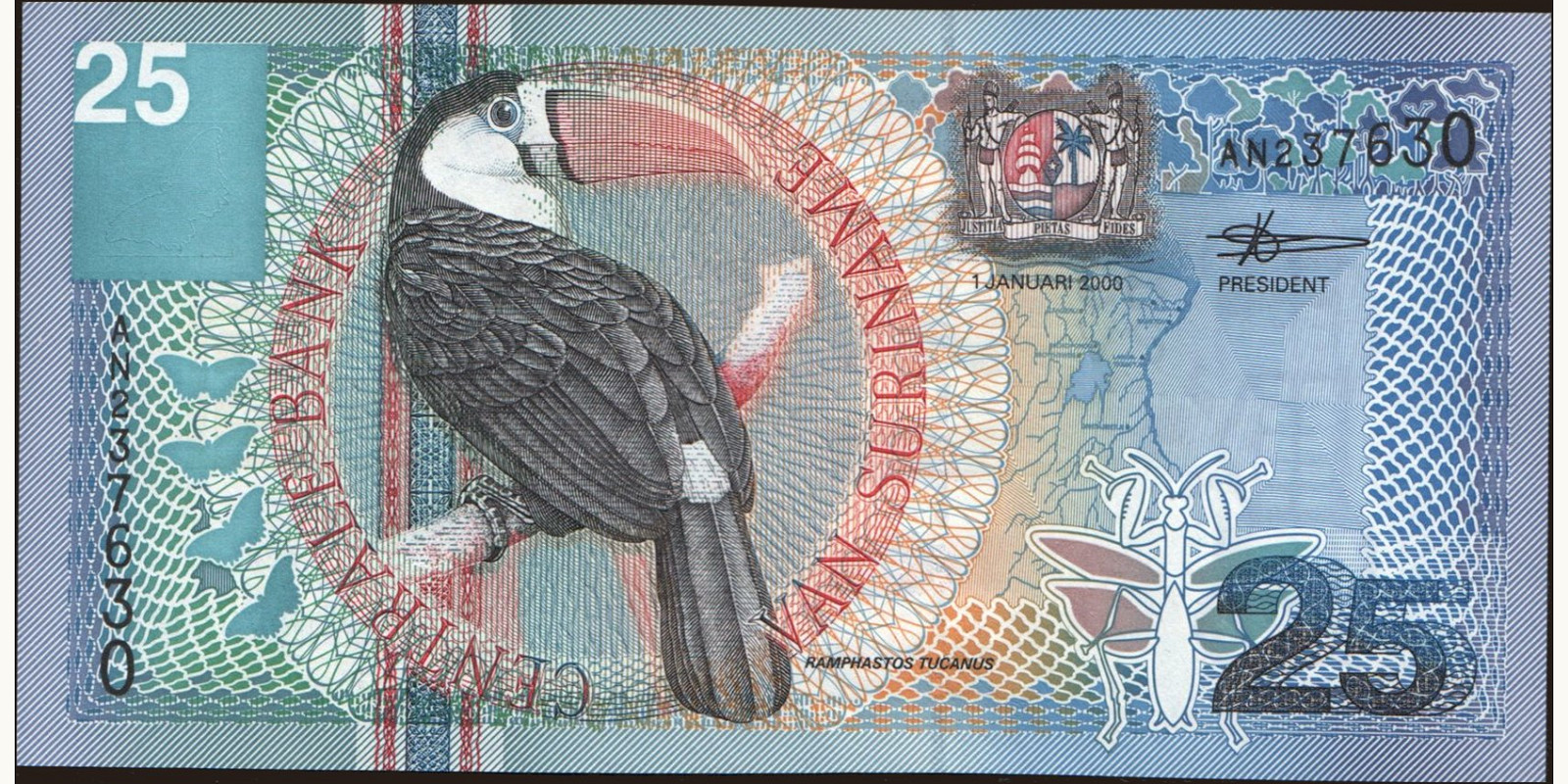 25 gulden Suriname 2000 — Front side