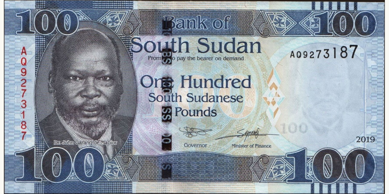 100 pounds Южный Судан 2019 — Лицевая сторона