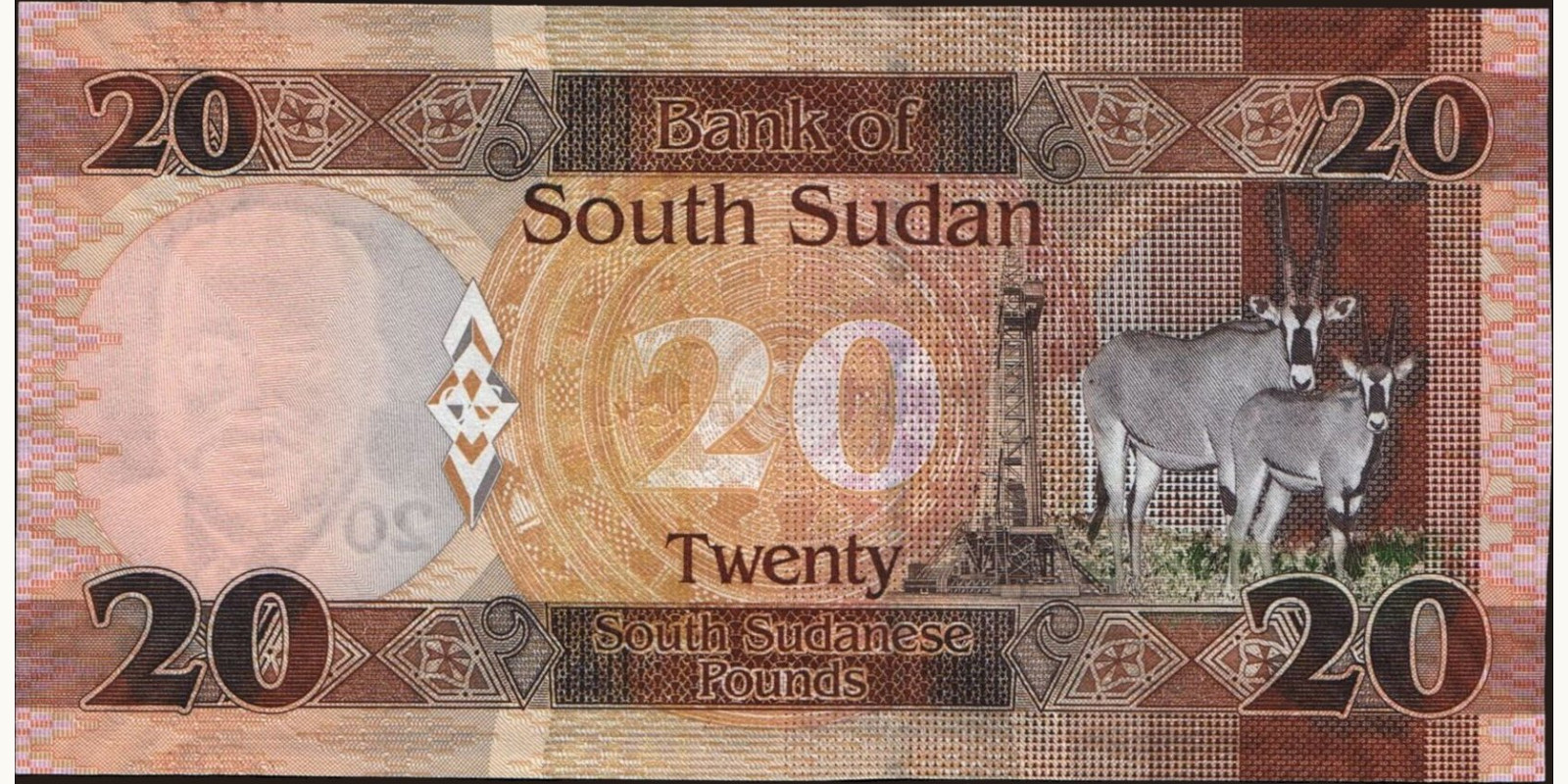 20 pounds Южный Судан 2015 — Оборотная сторона