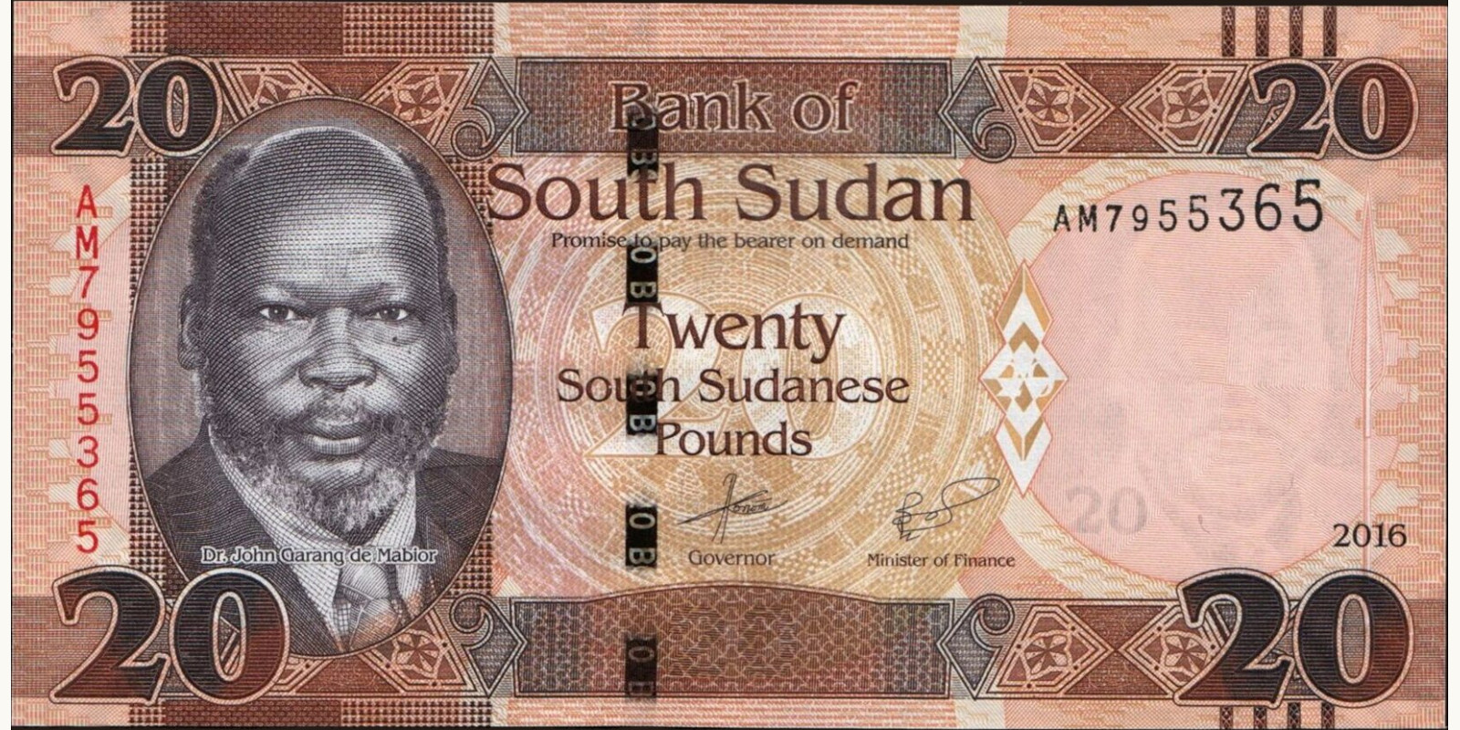 20 pounds Южный Судан 2016 — Лицевая сторона