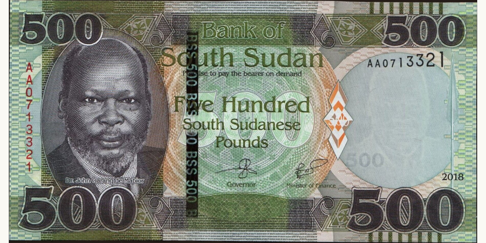 500 pounds South Sudan 2018 — Front side