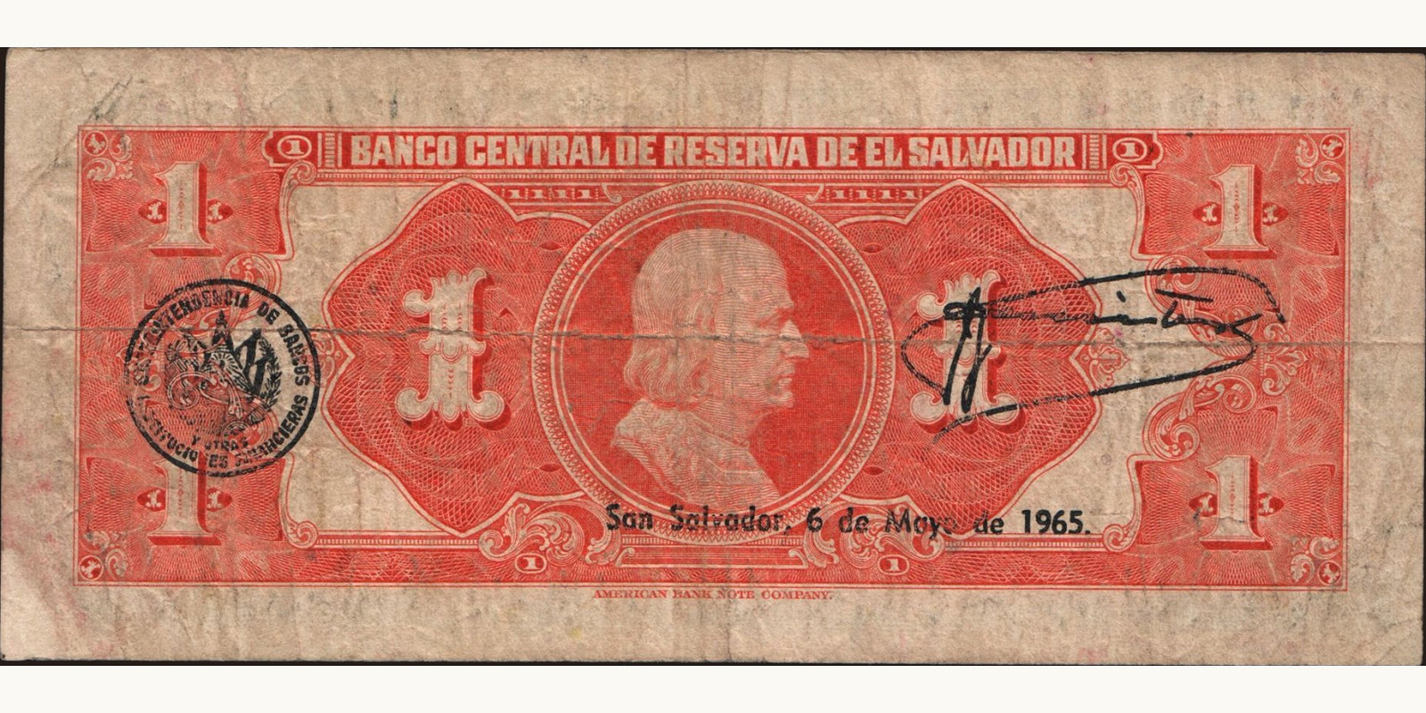 1 colones Сальвадор 1964 — Оборотная сторона
