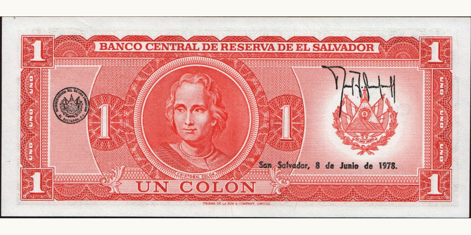 1 colones Сальвадор 1978 — Оборотная сторона
