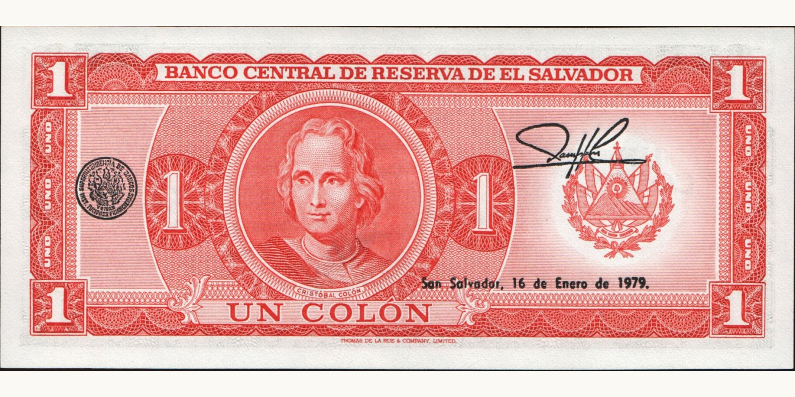 1 colones Сальвадор 1979 — Оборотная сторона