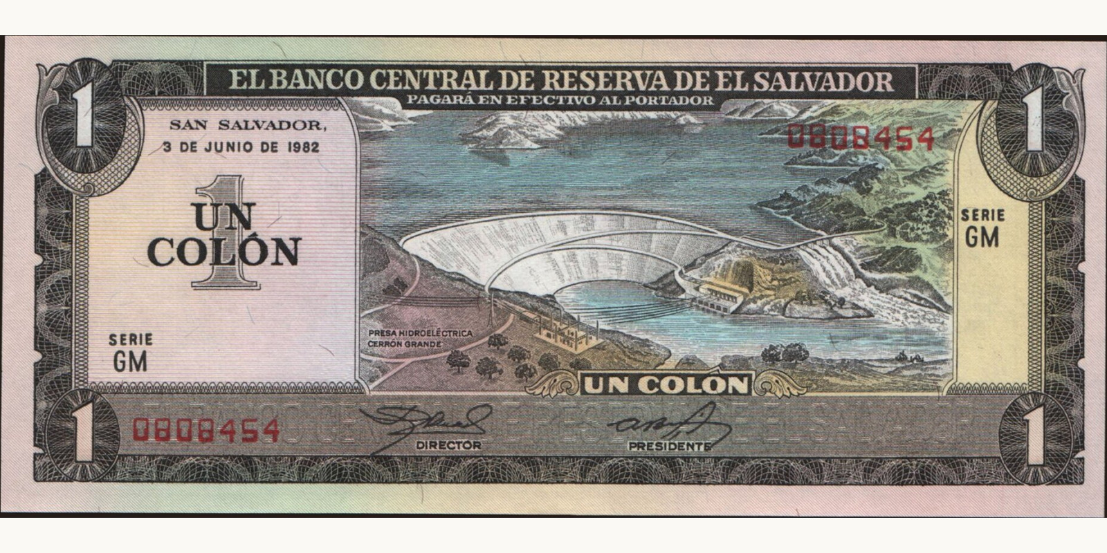 1 colones Сальвадор 1982 — Лицевая сторона