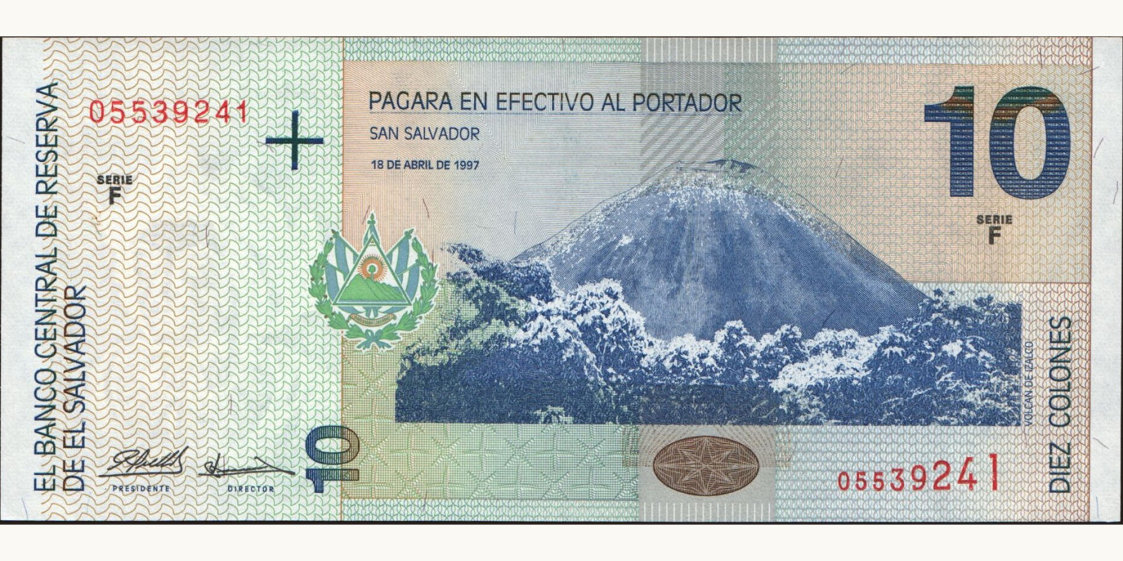 10 colones Сальвадор 1997 — Оборотная сторона