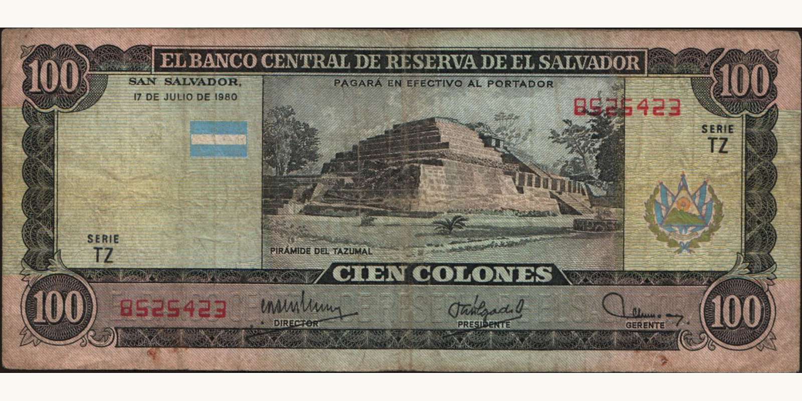 100 colones 1980