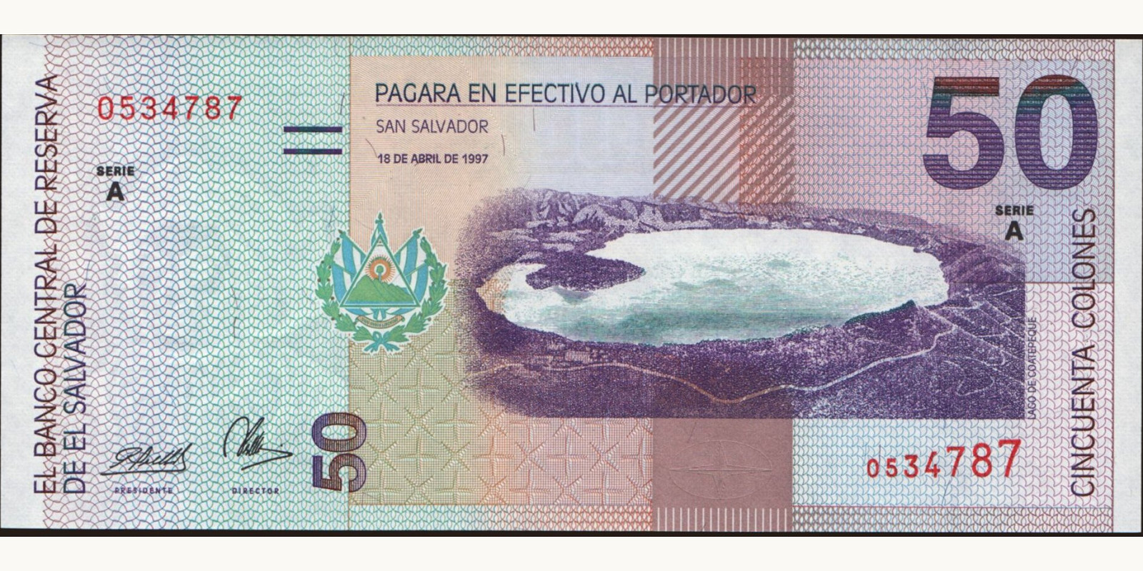 50 colones Сальвадор 1997 — Оборотная сторона