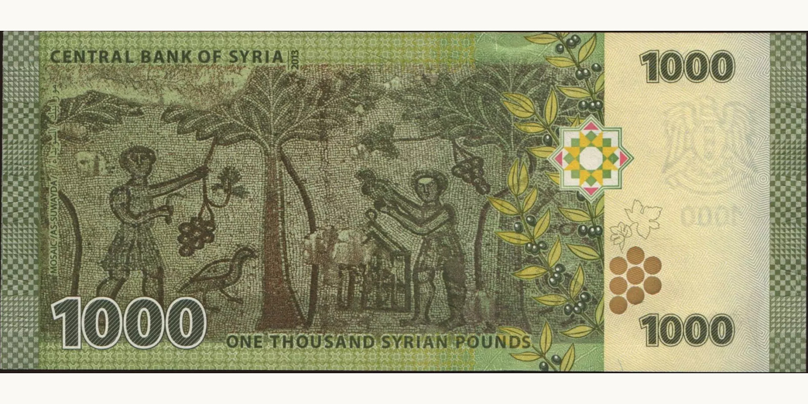 1000 pounds Syria 2013 — Back side