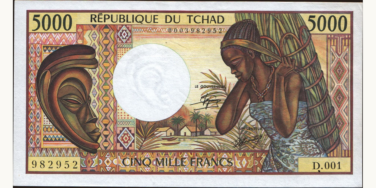 5000 franc Chad 1984 — Front side