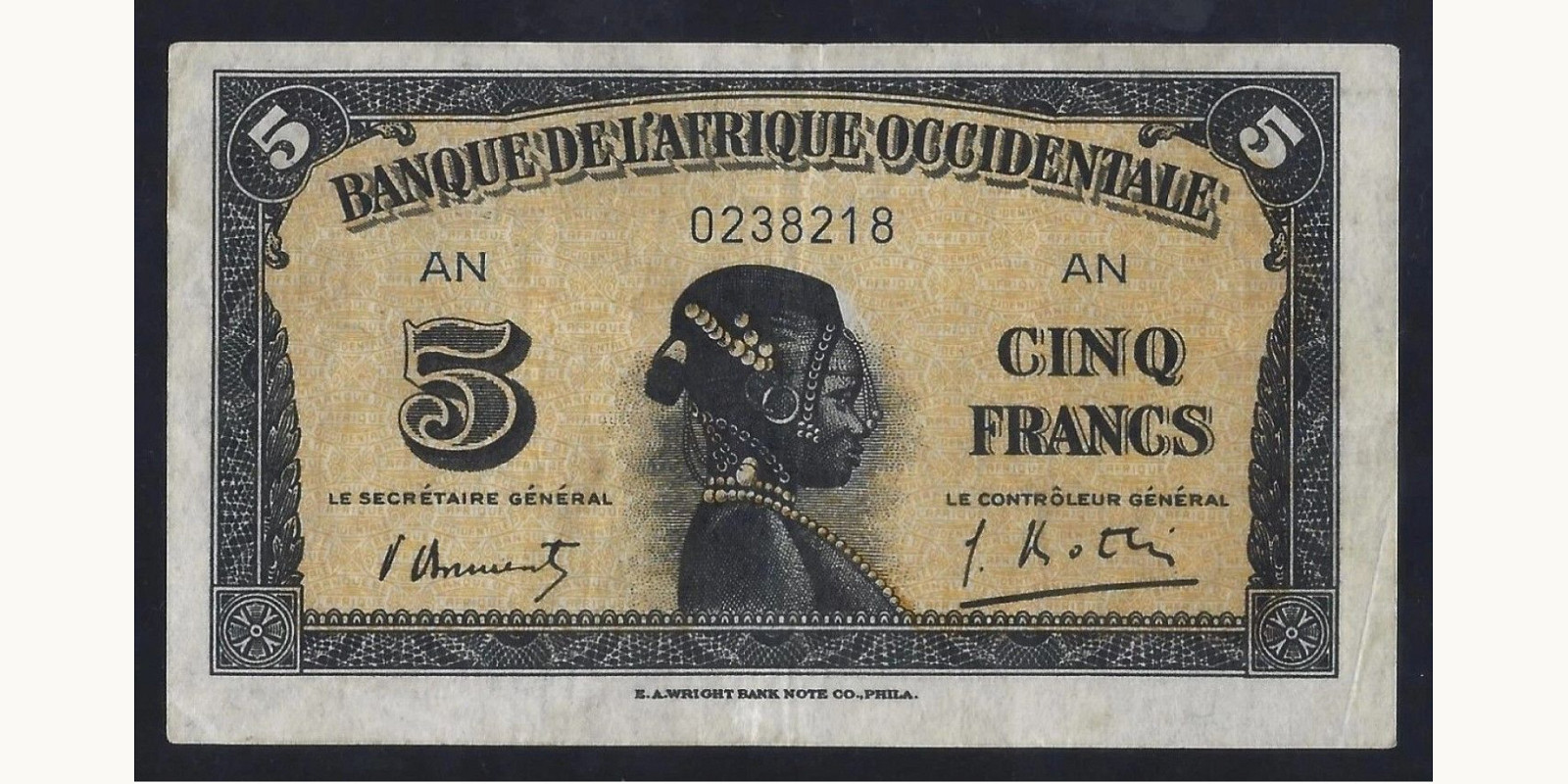 5 franc Того 1942 — Лицевая сторона