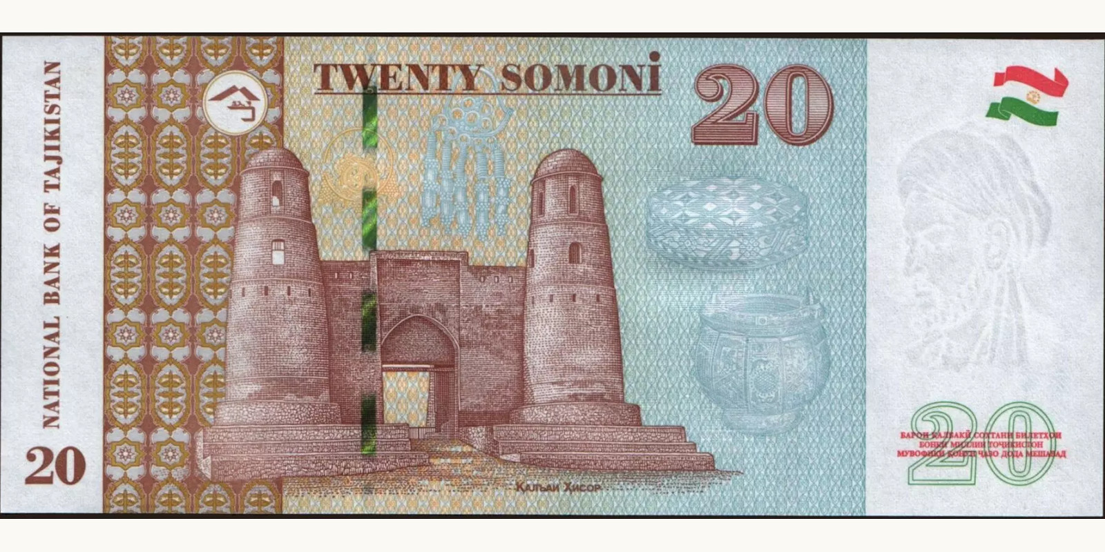 20 som Таджикистан 2021 — Оборотная сторона