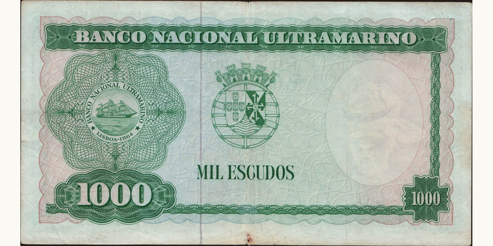 1000 escudos Timor-Leste 1968 — Back side