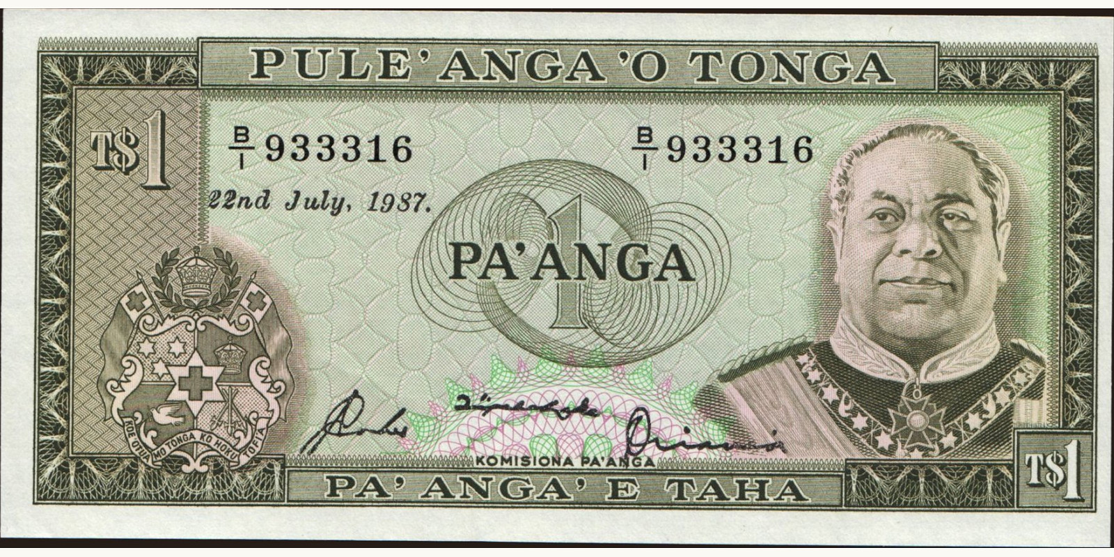 1 Tonga 1987 — Front side