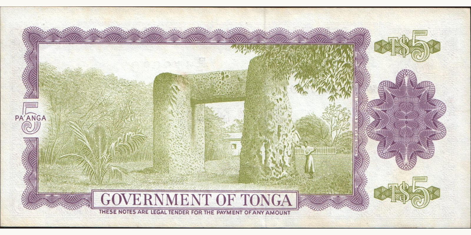 5 Тонга 1989 — Оборотная сторона