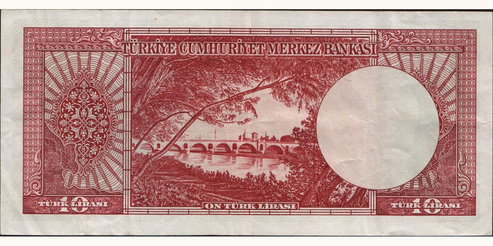 10 lira Turkey 1961 — Back side