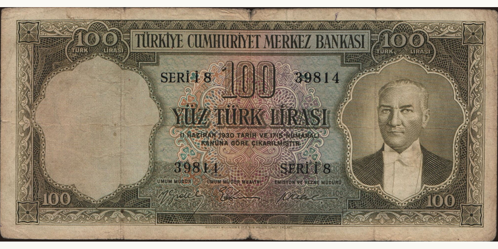 100 lira 1956