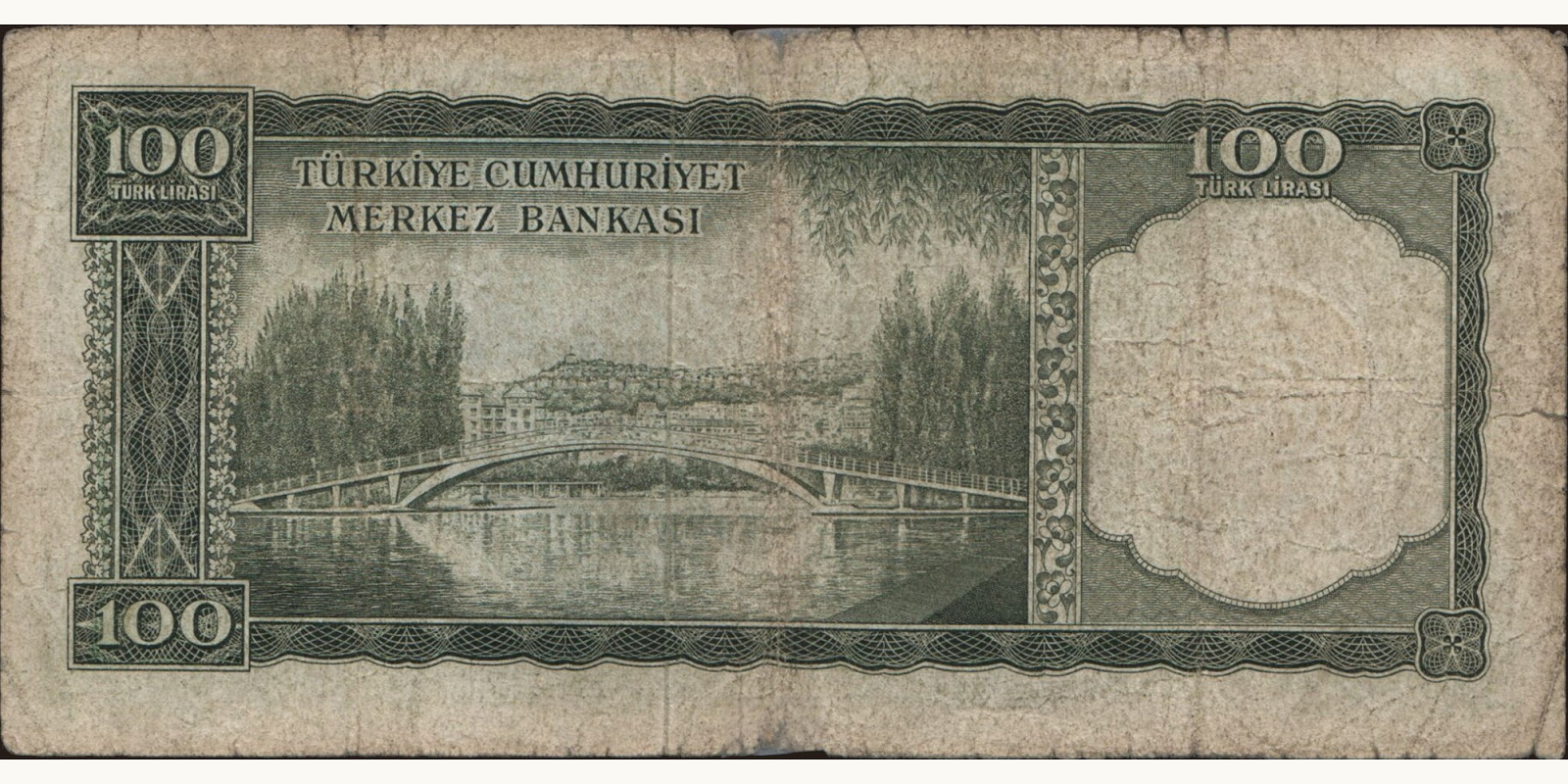 100 lira Turkey 1964 — Back side