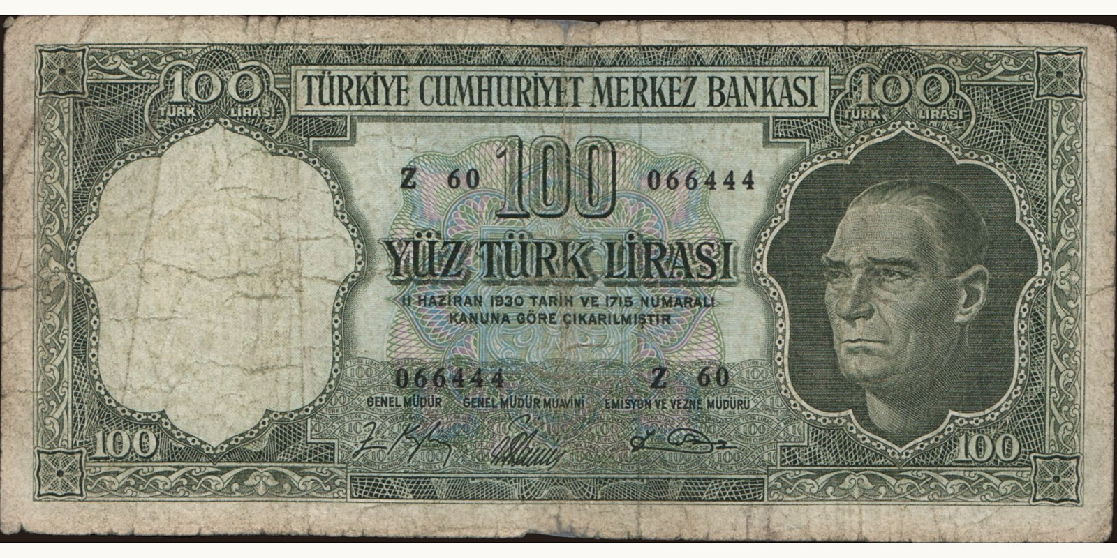100 lira Turkey 1964 — Front side
