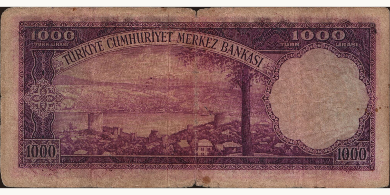 1000 lira Турция 1953 — Оборотная сторона