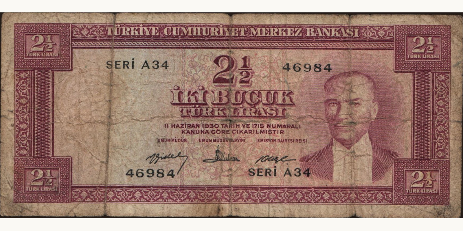 2 lira Turkey 1960 — Front side