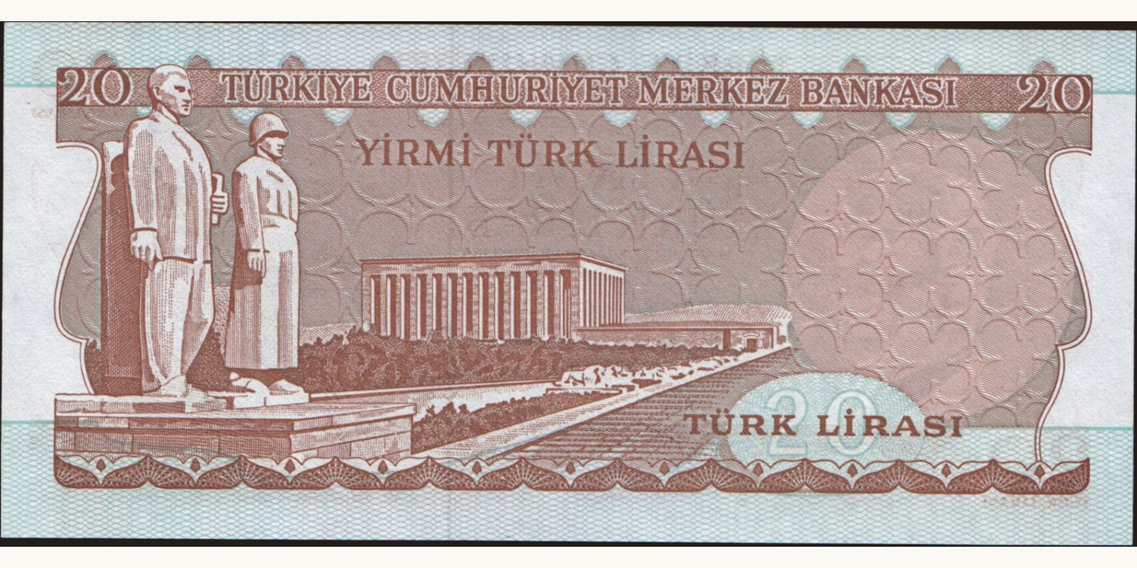 20 lira Turkey 1983 — Back side