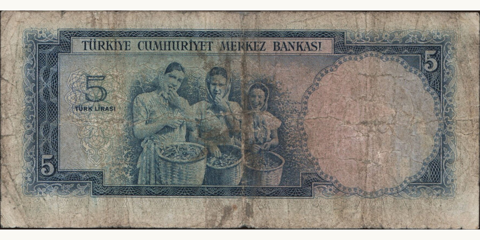 5 lira Турция 1952 — Оборотная сторона