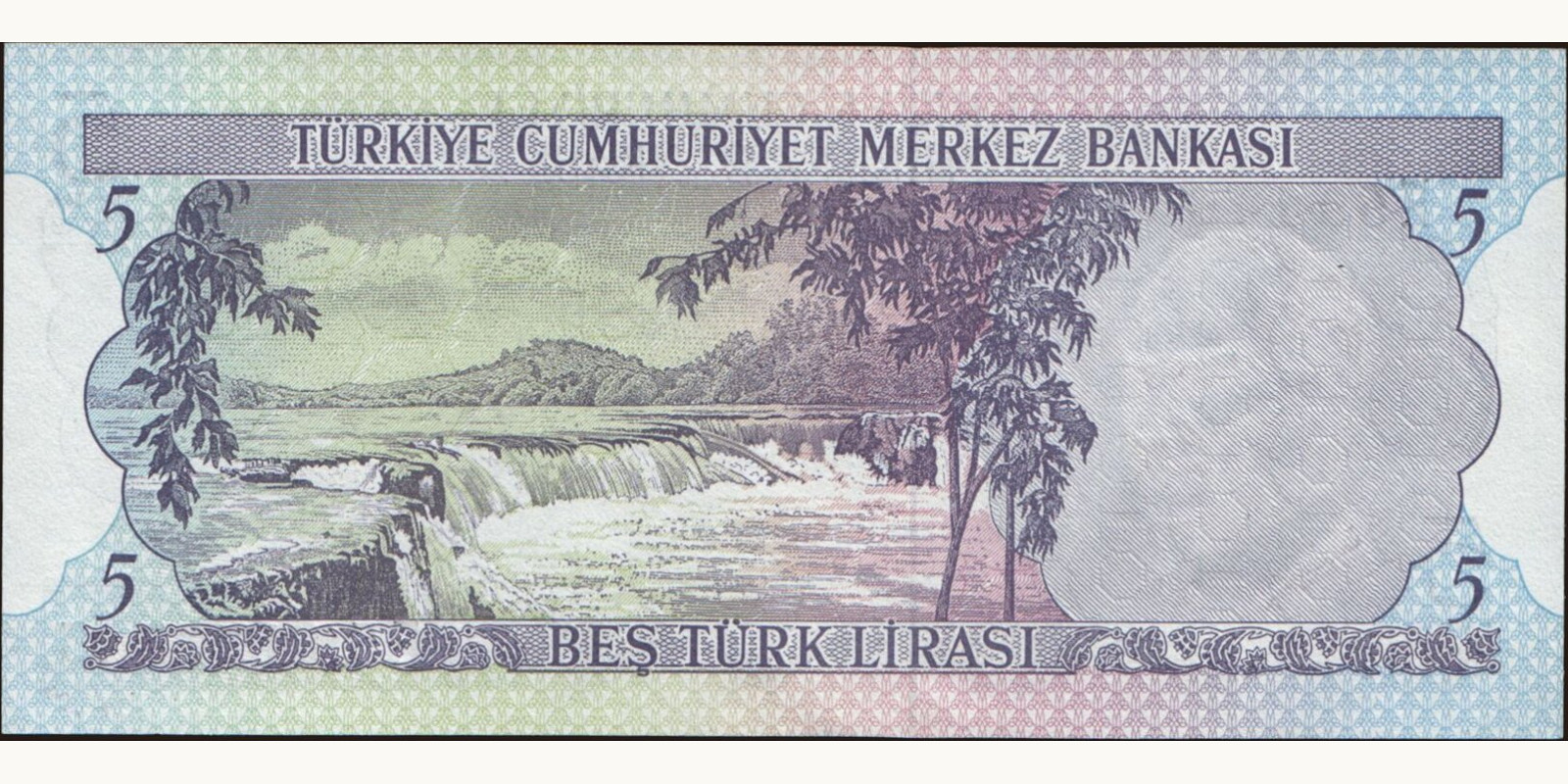 5 lira Turkey 1968 — Back side